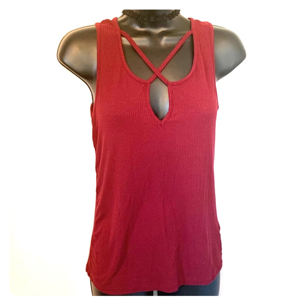 SALE NEW maroon wine criss cross fall tank top